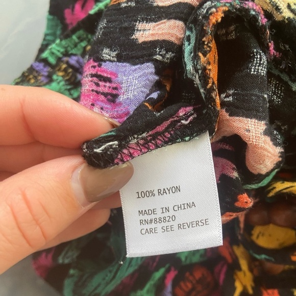 Christian Siriano Peasant Top Blouse Shirt Boho Geo Black Orange Plus Size 1X - Picture 14 of 14